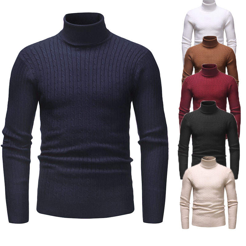 새로운 가을 겨울 남성 스웨터 터틀넥 단색 캐주얼 스웨터 남성 슬림 피트 브랜드 니트 풀오버, 2020